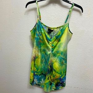 I Jeans by Buffalo Adjustable Strap Green Sequen Embellished Sleeveless Blouse L